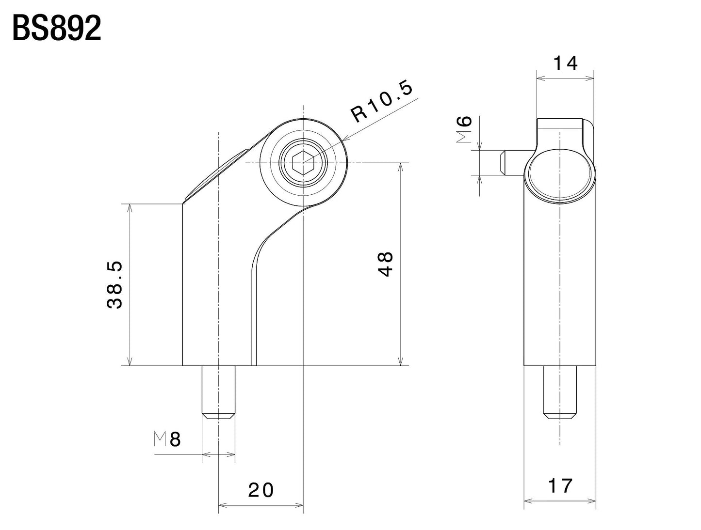 BS892B - RIZOMA - SIDE MOUNT Mounting Kit - 58.5mm