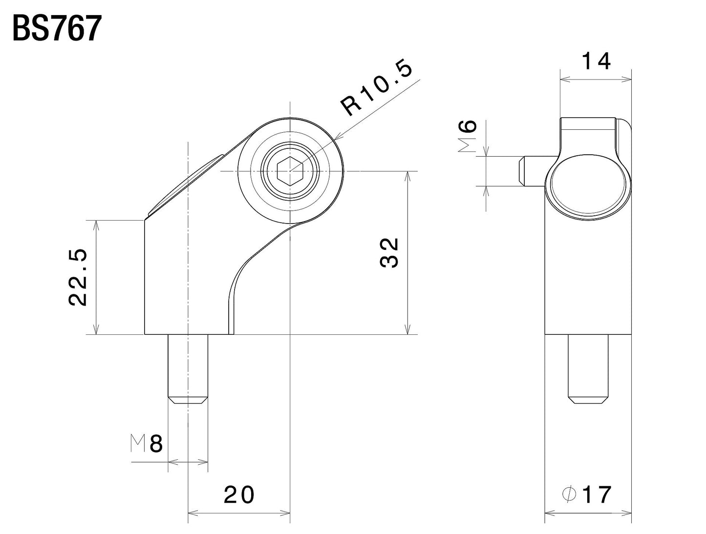 BS767B - RIZOMA - SIDE MOUNT Mounting Kit - 42.5mm