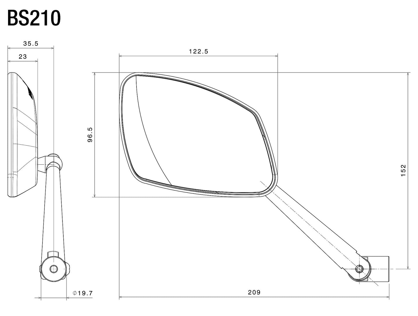 BS210B - RIZOMA - 4D Side Mount Mirror - Left