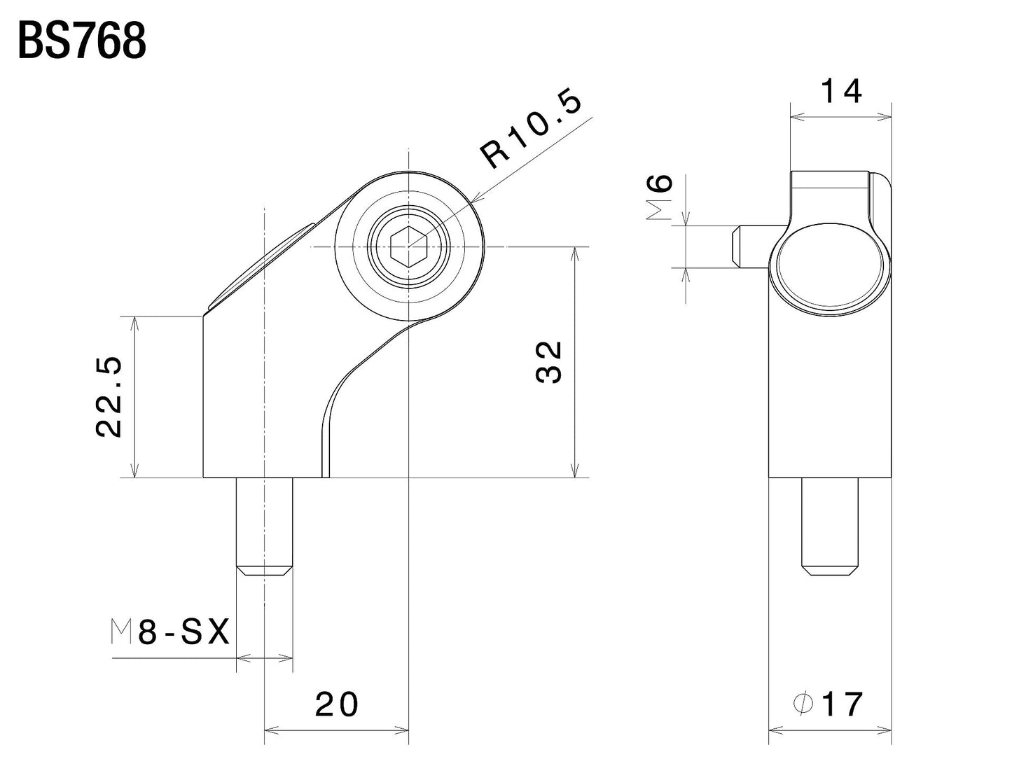 BS768B - RIZOMA - SIDE MOUNT Mounting Kit - 42.5mm