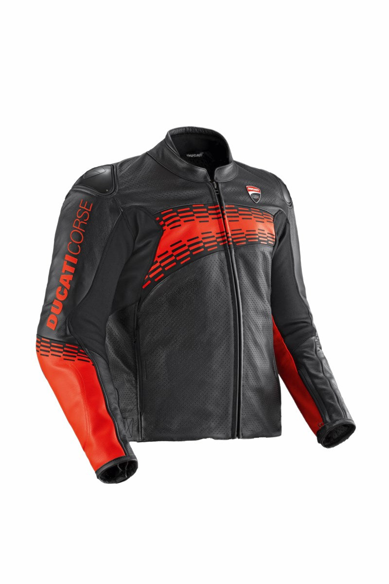 9810927 - Ducati Corse C7 Leather jacket - BL/BL/RED – Ducati Omaha
