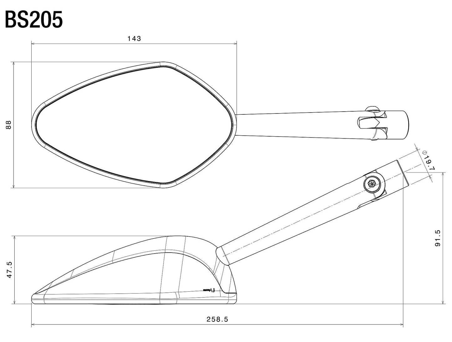 BS205 - RIZOMA - Veloce Sport Mirror