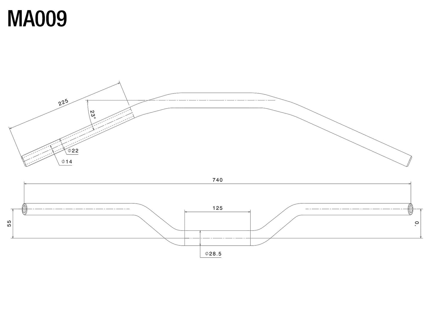 MA009 - RIZOMA - Tapered Handlebars - 55mm Rise