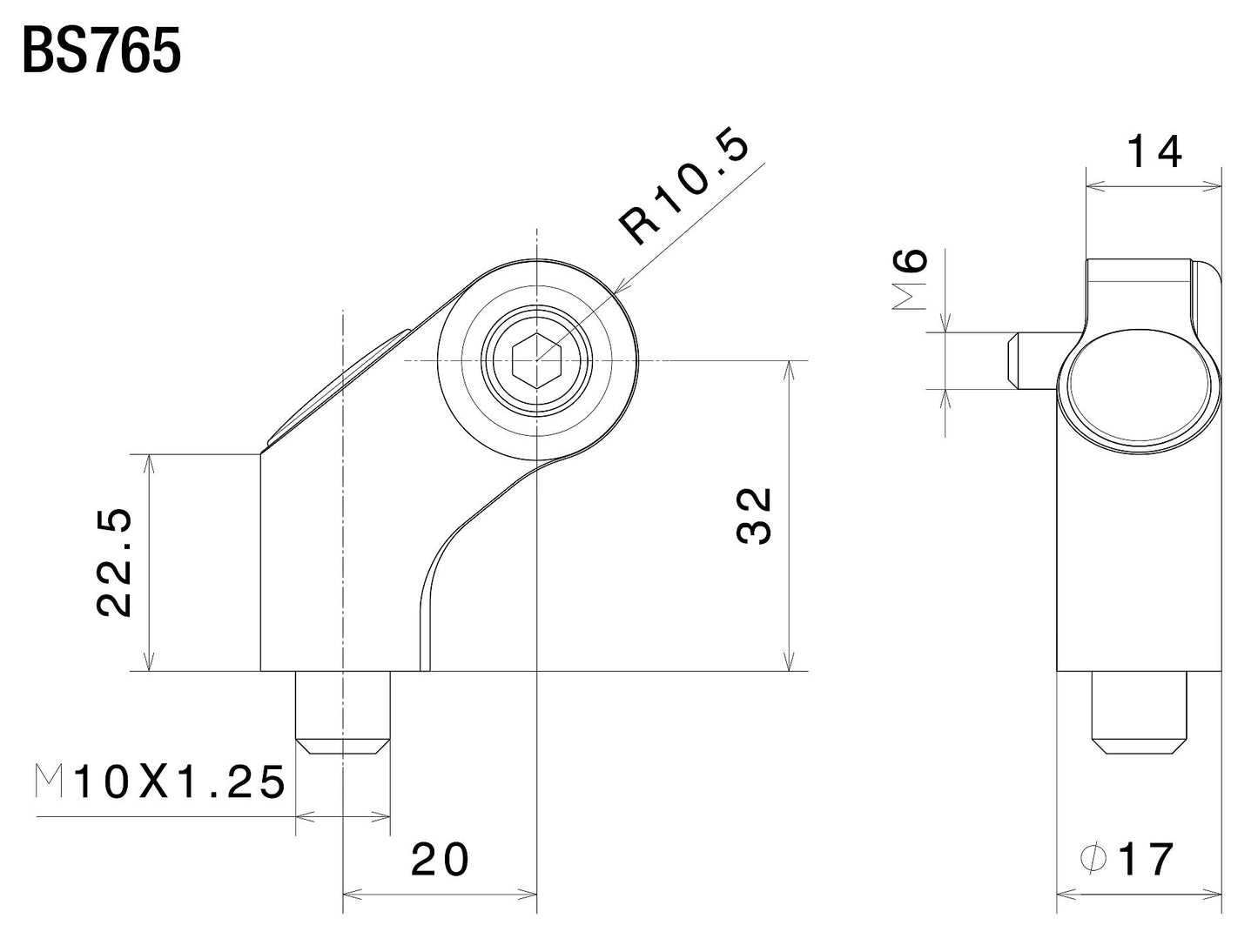 BS765B - RIZOMA - SIDE MOUNT Mounting Kit - 42.5mm