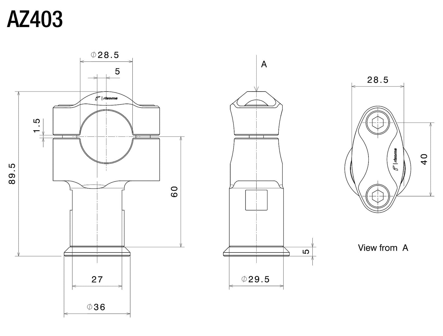 AZ403 - RIZOMA - Handlebar Riser Kit - 60mm