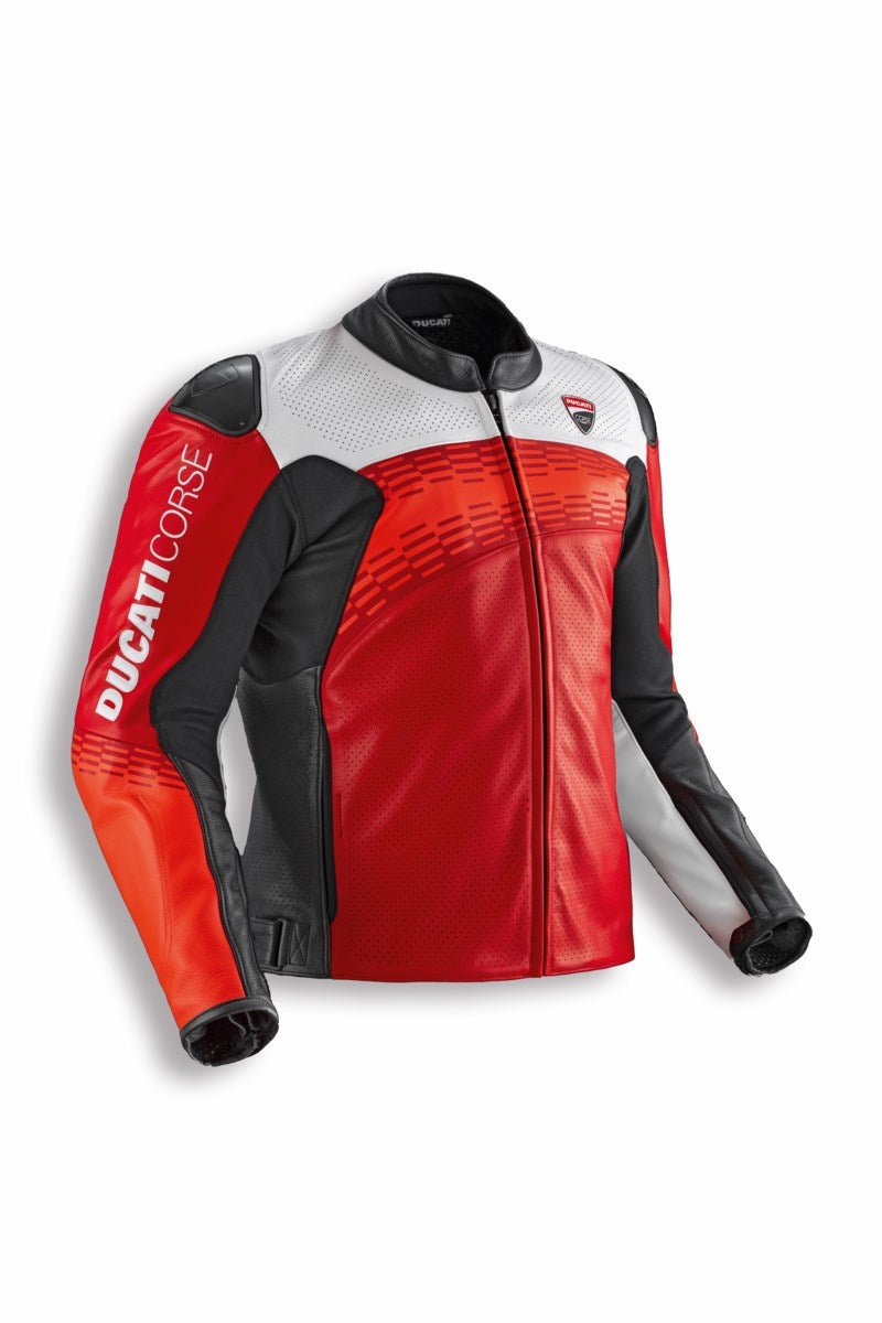9810929 - Ducati Corse C7 Leather jacket - RED/WH/BL – Ducati Omaha