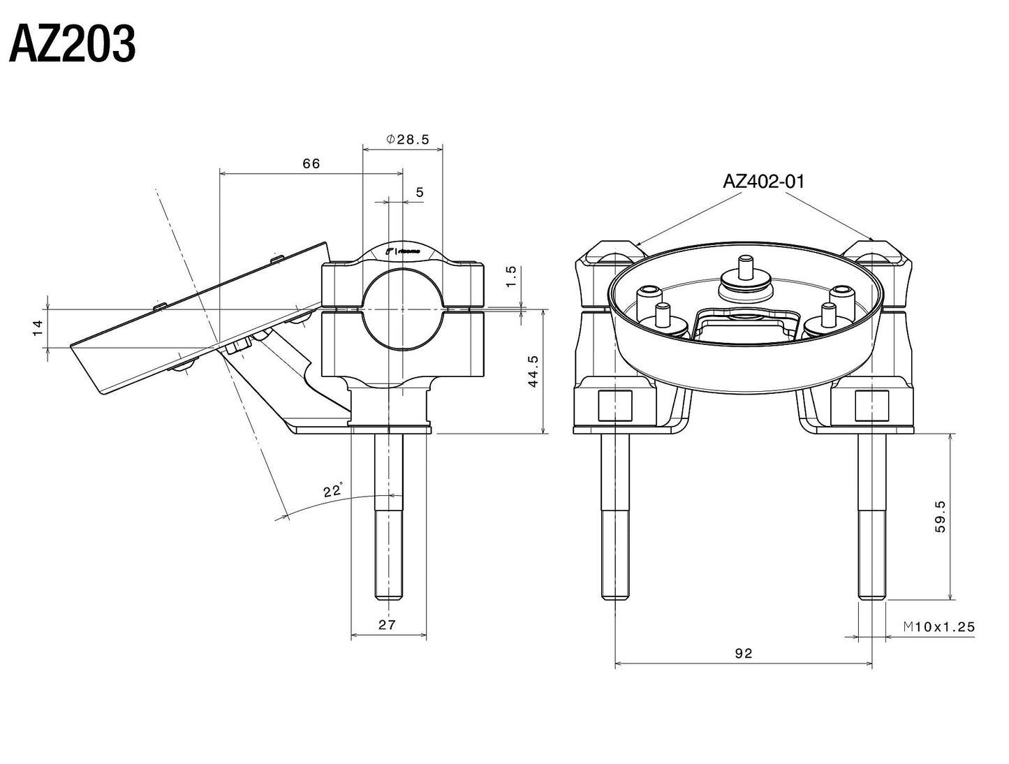 AZ203 - RIZOMA - Upper Riser Clamps - Scrambler