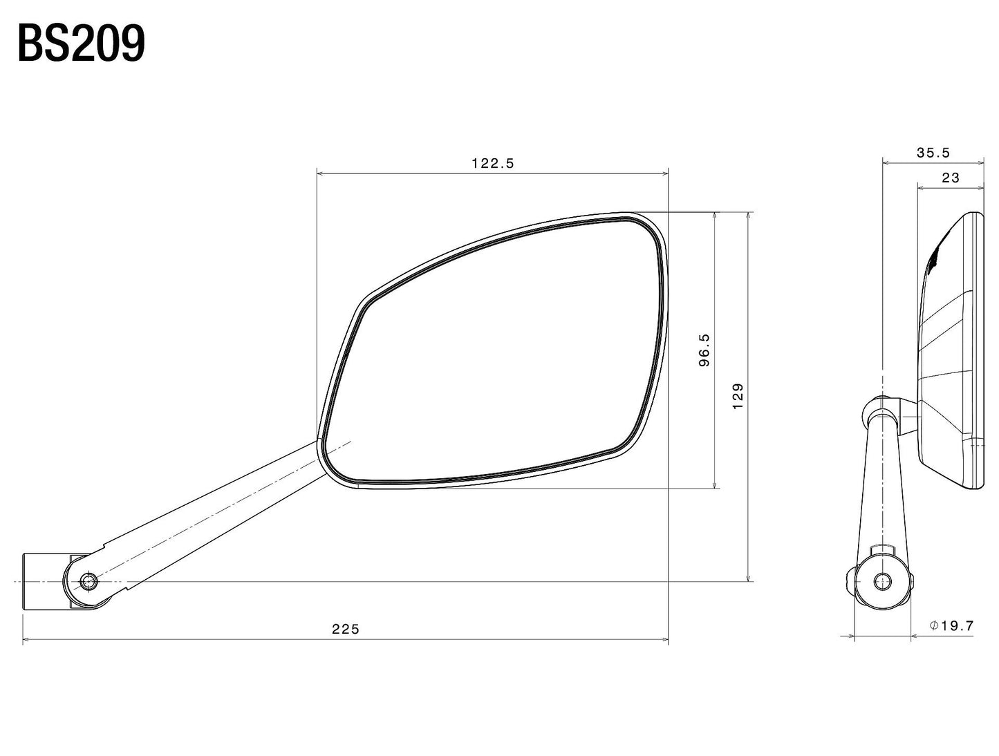 BS209B - RIZOMA - 4D Side Mount Mirror - Right