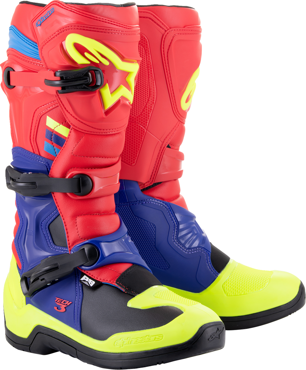 Alpinestars - Tech 3 Boots - Red/Blue/Yellow Fluorescent