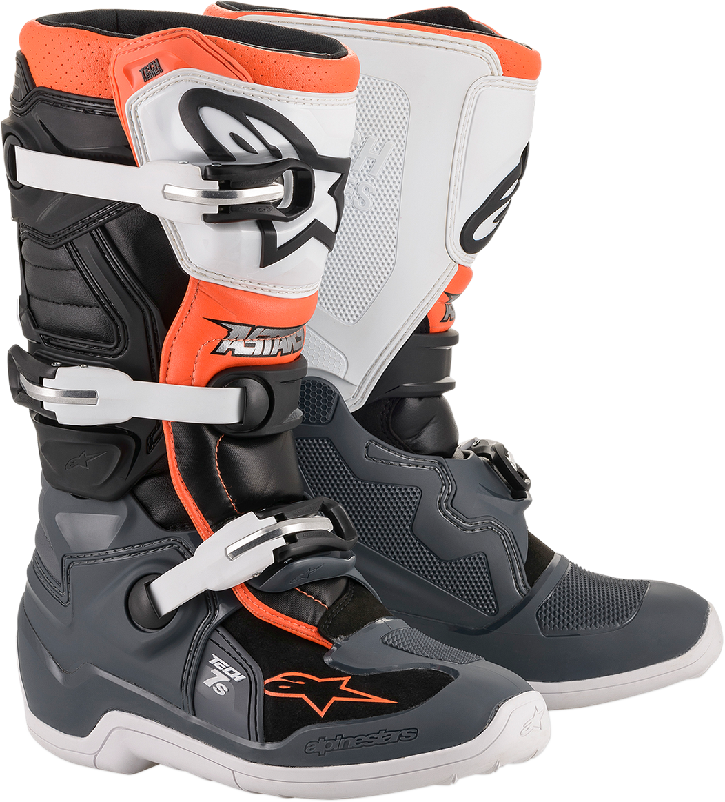 Alpinestars - Youth Tech 7S Boot - Black/Gray/White/Orange Fluorescent