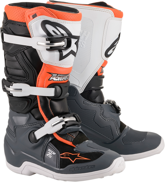 Alpinestars - Youth Tech 7S Boot - Black/Gray/White/Orange Fluorescent