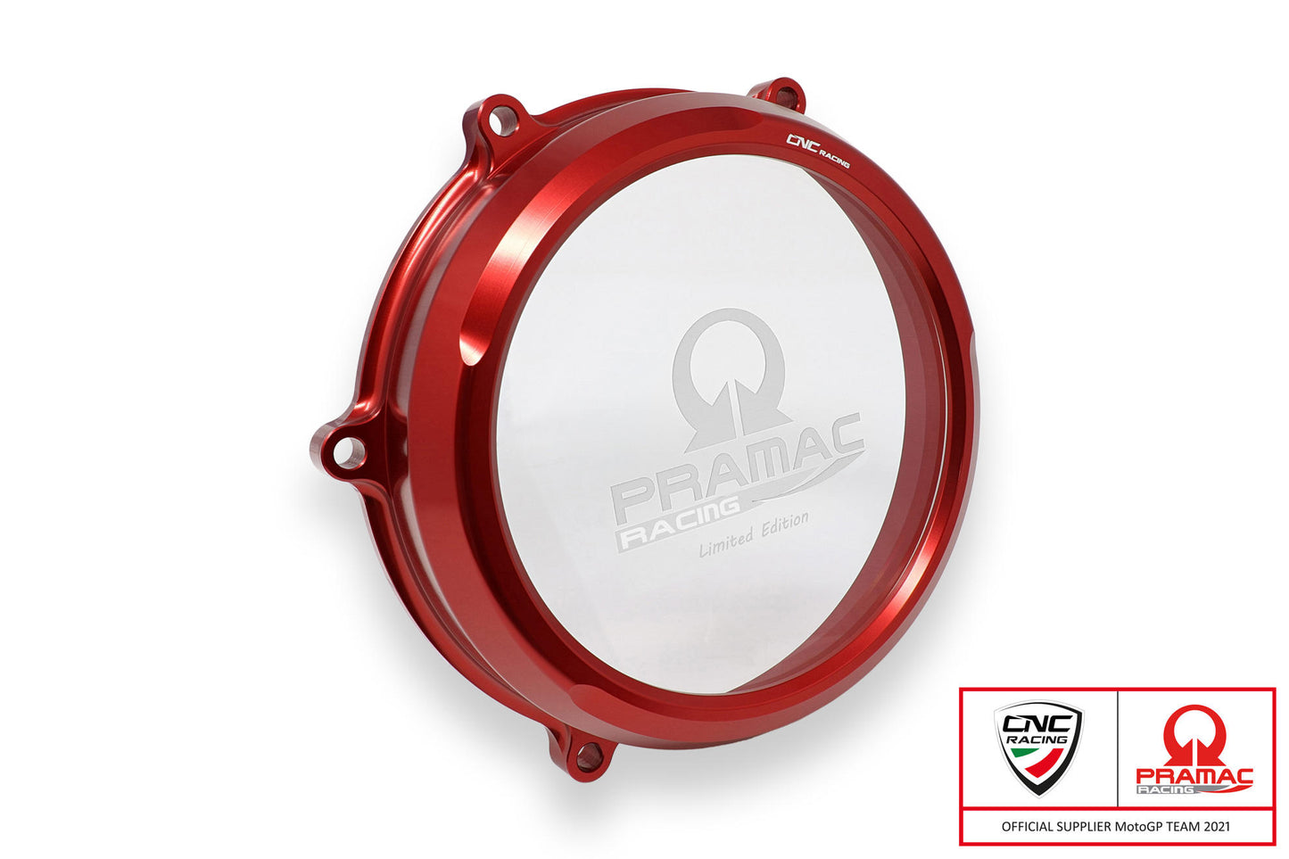 CA200 - CNC Racing PRAMAC RACING LIMITED EDITION Clear Wet Clutch Cover for the Ducati Panigale 1299/1199/959 Superleggera (and 899 too with modification)