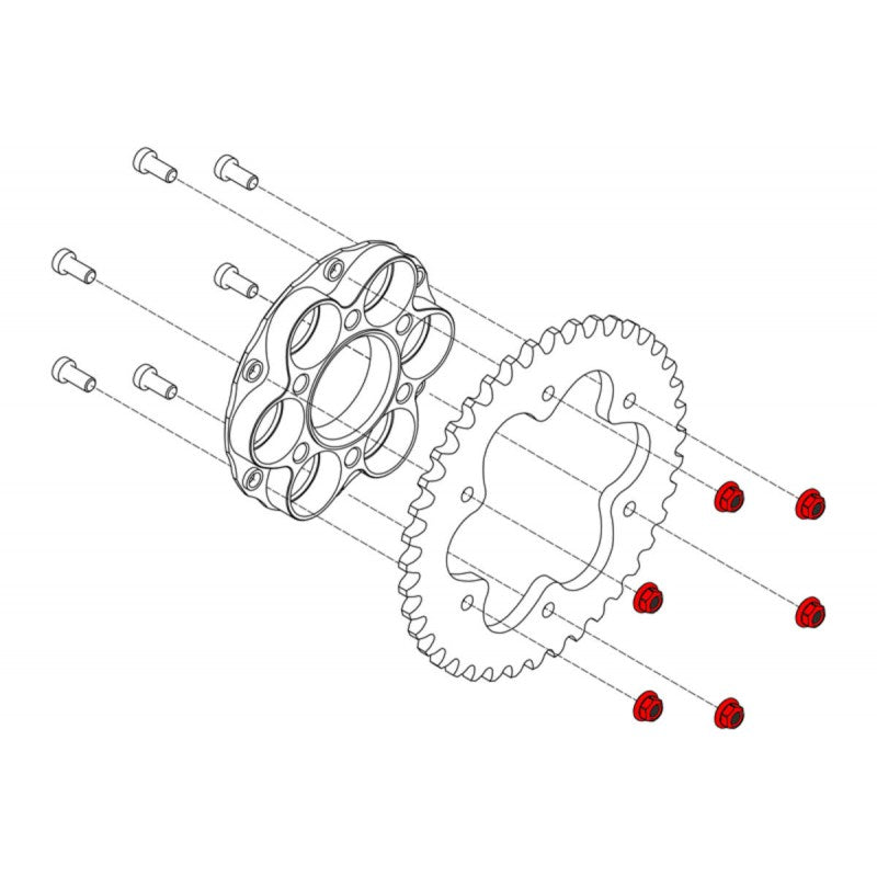 DA388X - CNC Racing Titanium Gear Ring Sprocket Nuts (set of 6) for Ducati and KTM - M8x1.25