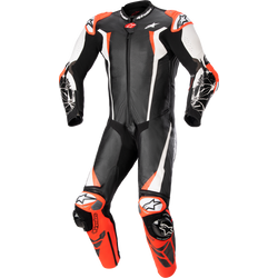 Alpinestars - Racing Absolute v2 1-Piece Leather Suit - Black/White/Red Fluo
