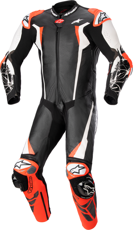 Alpinestars - Racing Absolute v2 1-Piece Leather Suit - Black/White/Red Fluo