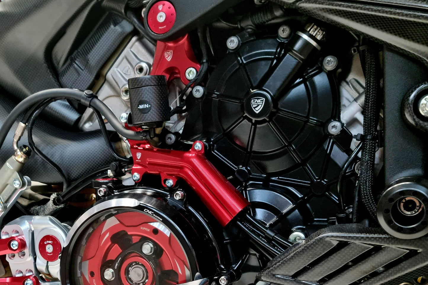 IFC04 - CNC Racing - Rear Reservoir Mount And Brake Line Cover - Streetfighter V4