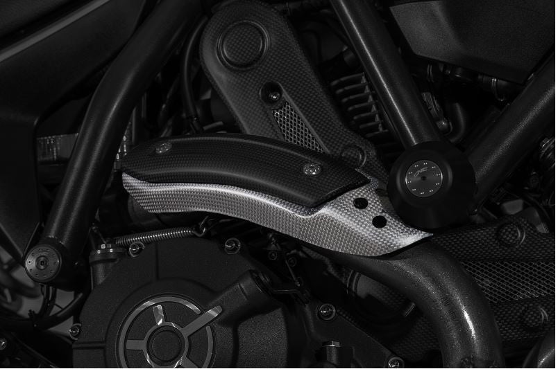 ZA976Y - CNC Racing Carbon Fiber Exhaust Pipe Heat Guard Holder for Ducati Scrambler and Monster 797