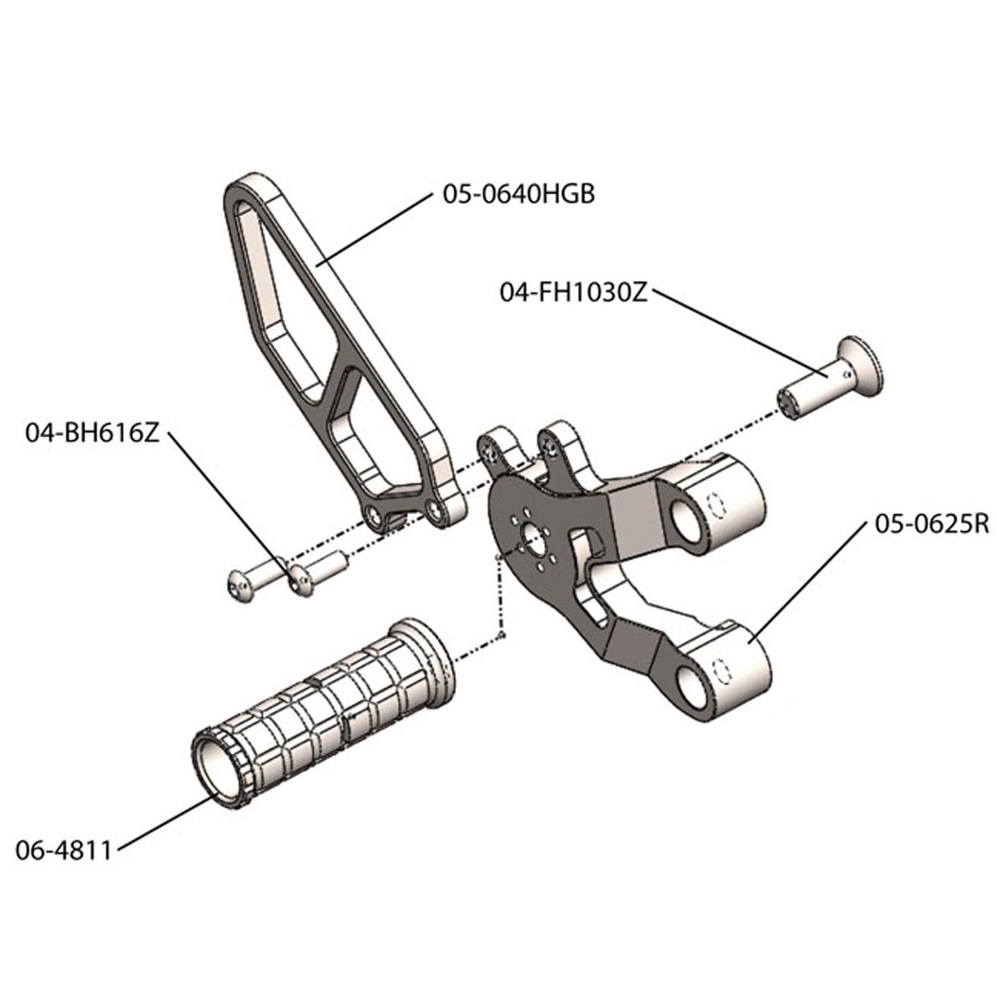 Woodcraft - 05-0625 Ducati 749 2003-06, 999 2003-06 Rearet w/Shift Pedal