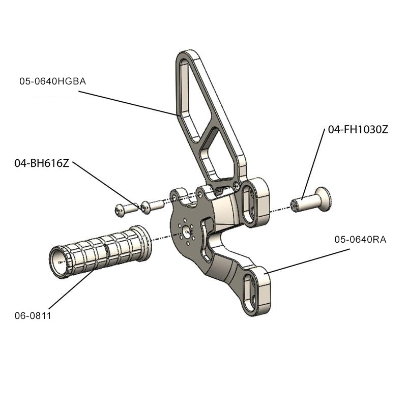 Woodcraft - 05-0640A Ducati 848/1098/1198/848 EVO Rearset w/Shifter Silver