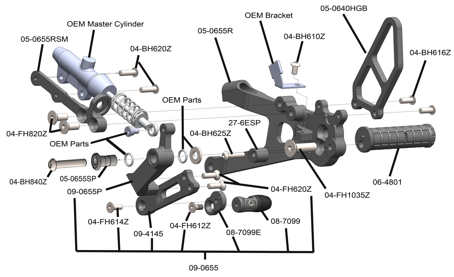 Woodcraft - 05-0655B Ducati Panigale V4 Rearset