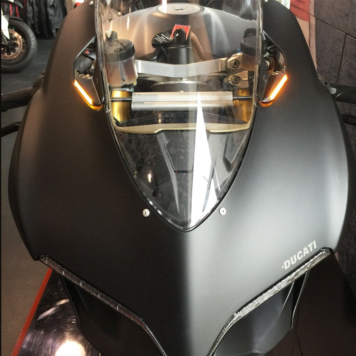 New Rage Cycles Mirror Block Off Plates with Turn Signals – Ducati