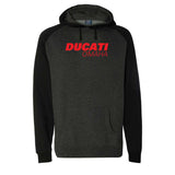 Ducati Omaha Classic Raglan Hooded Pullover Sweatshirt Charcoal/Heather Black