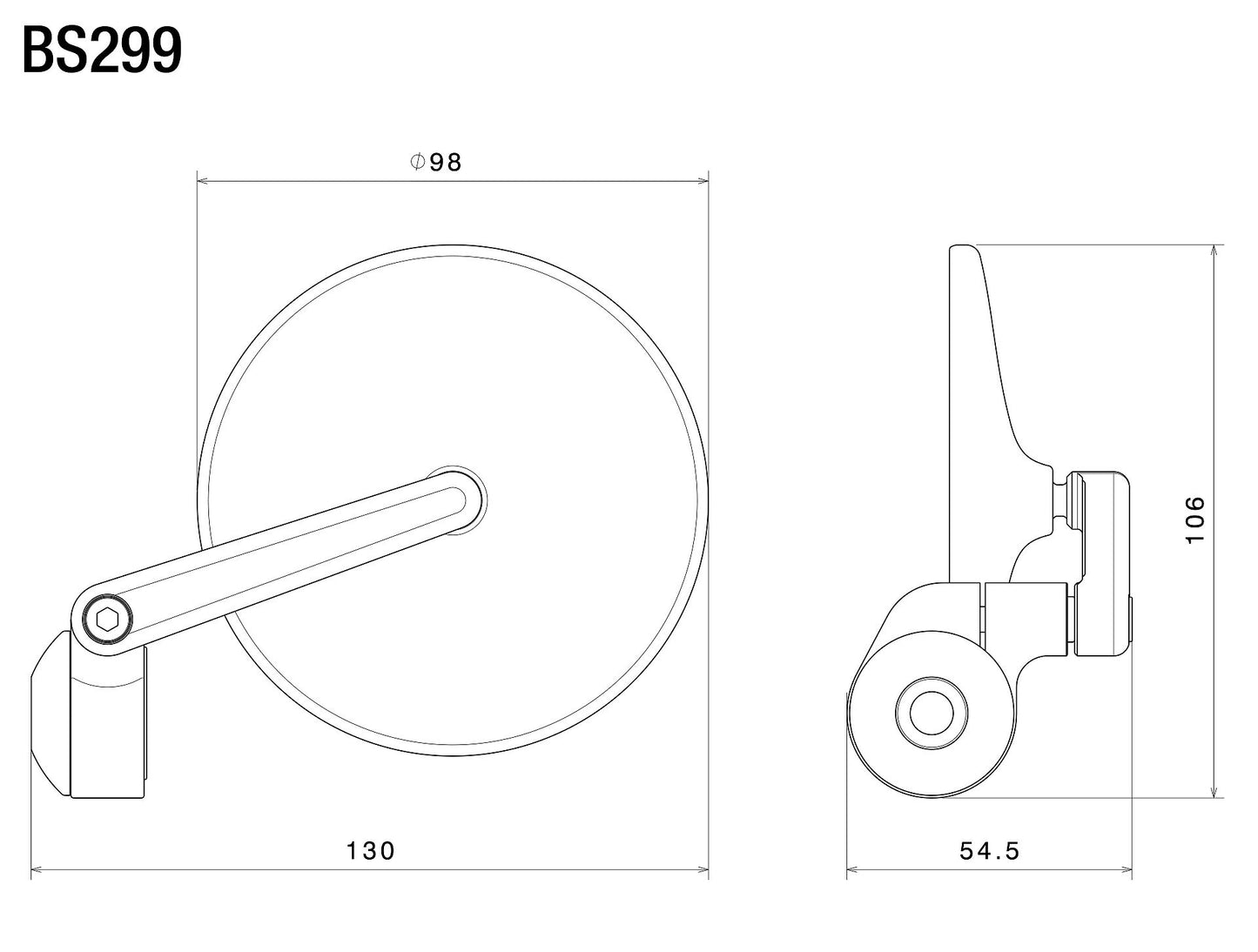 BS299B - RIZOMA - O-EDGE Max End Mount Mirror
