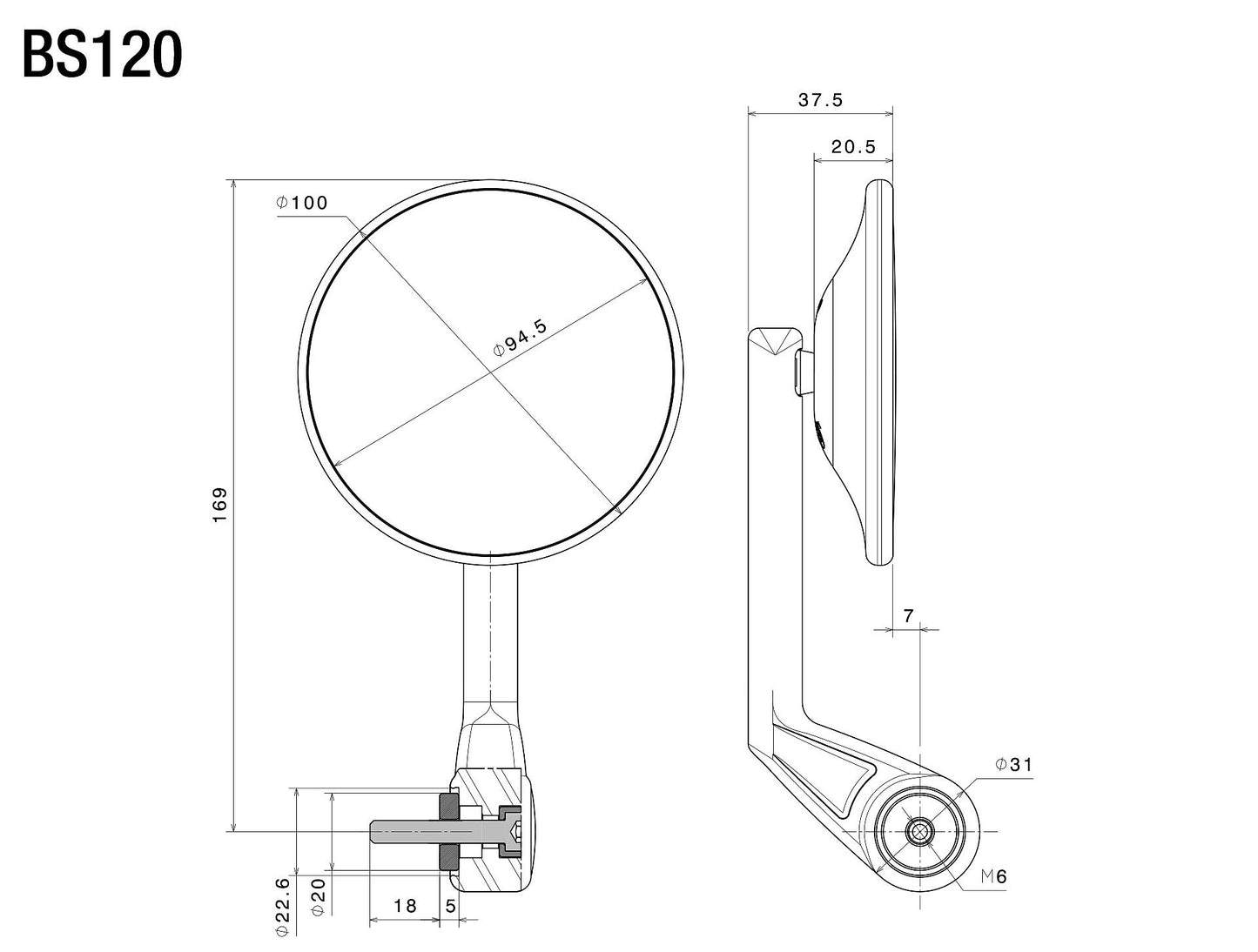 BS120 - RIZOMA - E-POP End Mount Mirror