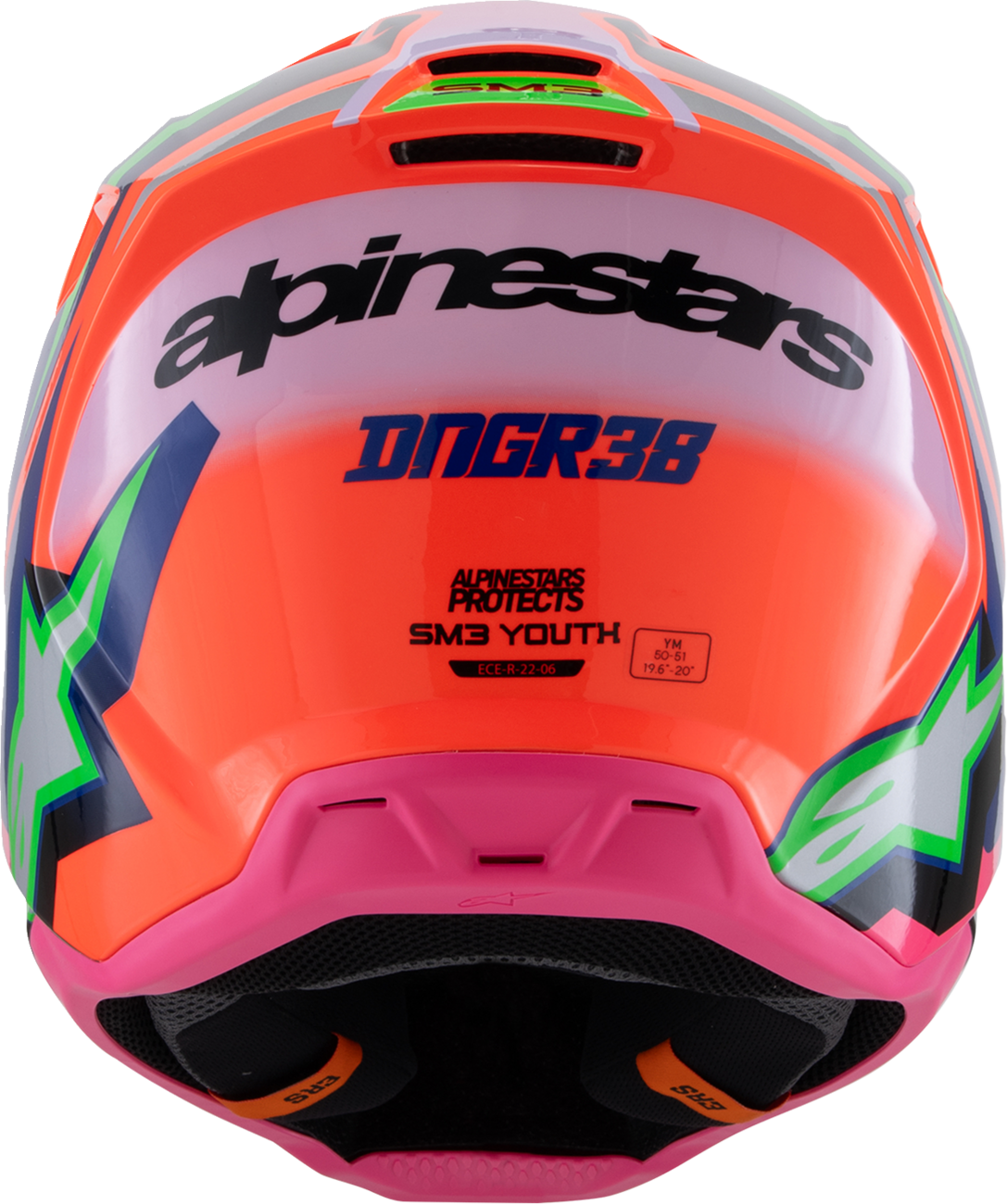 Alpinestars - Youth SM3 Helmet - Deegan - Gloss Orange Fluo/Purple/Pink Fluo