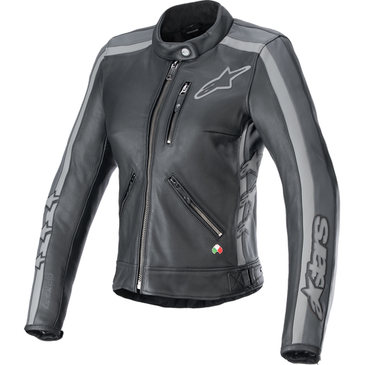 Alpinestars - Stella Dyno Leather Jacket - Black Tar Gray/Dark Gray