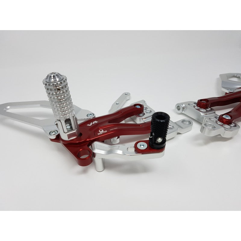 PE406PR - CNC Racing PRAMAC RACING LIMITED EDITION RPS Adjustable Rearset for the Ducati Panigale V4 / S / Speciale / R - Aluminum Heel Guards