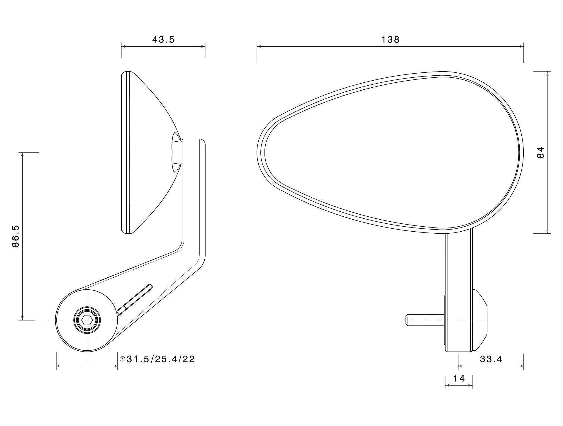 BS233 - RIZOMA - REVERSE RADIAL End Mount Mirror – Ducati Omaha