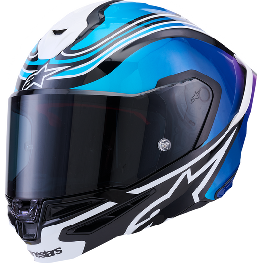 Alpinestars - Supertech R7 Helmet - Zeal - 22.06 - Gloss Black/Blue/Pink Fluo/White