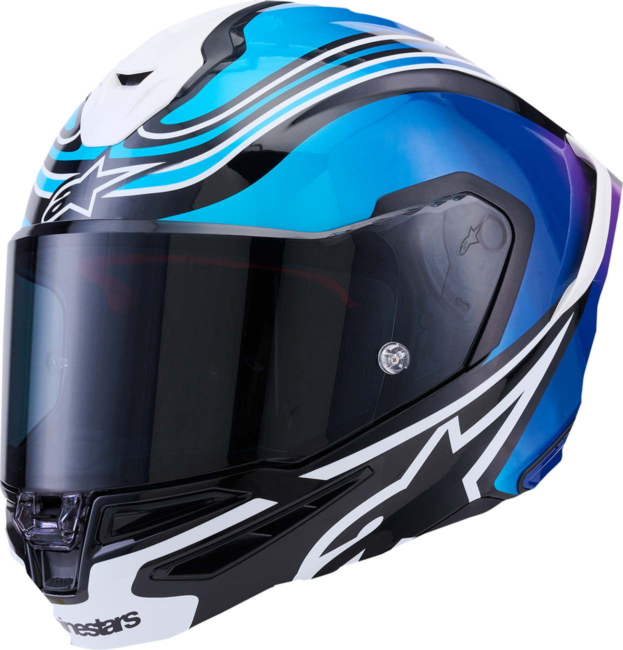 Alpinestars - Supertech R7 Helmet - Zeal - 22.06 - Gloss Black/Blue/Pink Fluo/White