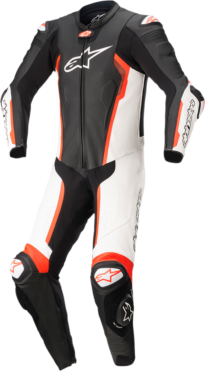 Alpinestars - Missile v2 - 1-Piece Leather Suit - Black/White/Red Fluo
