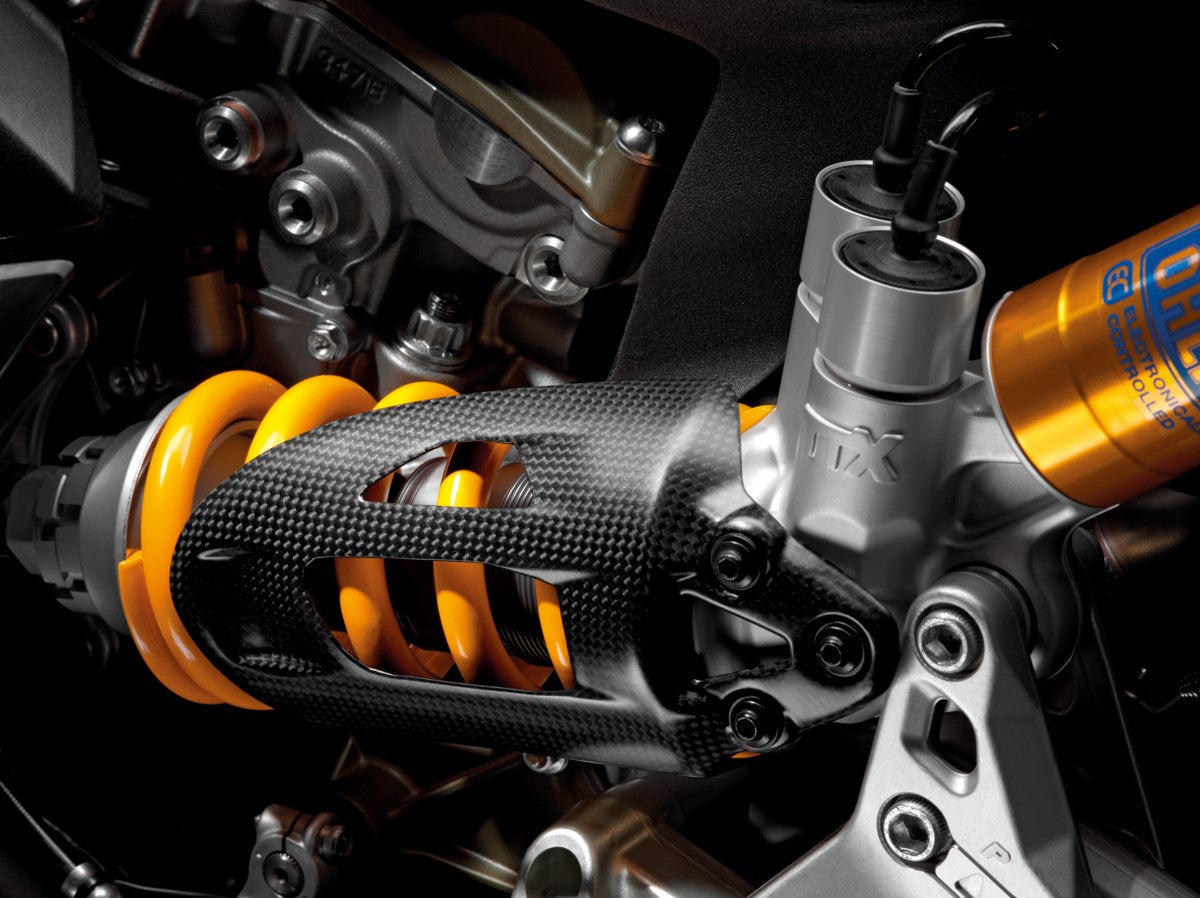 【ドゥカティパフォーマンス】カーボンリアショックカバー【96450711B】 96450711B - Carbon cover for rear shock absorber - SBK – Ducati Omaha