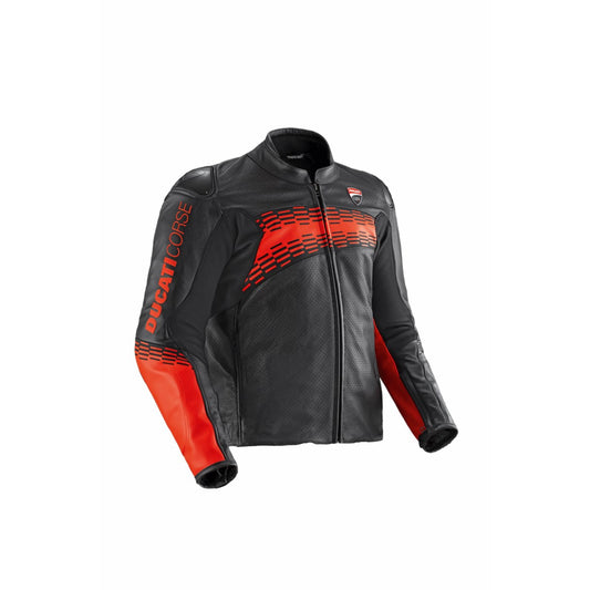 9810928 - Ducati Corse C7 Perforated Leather jacket - BL/BL/RED