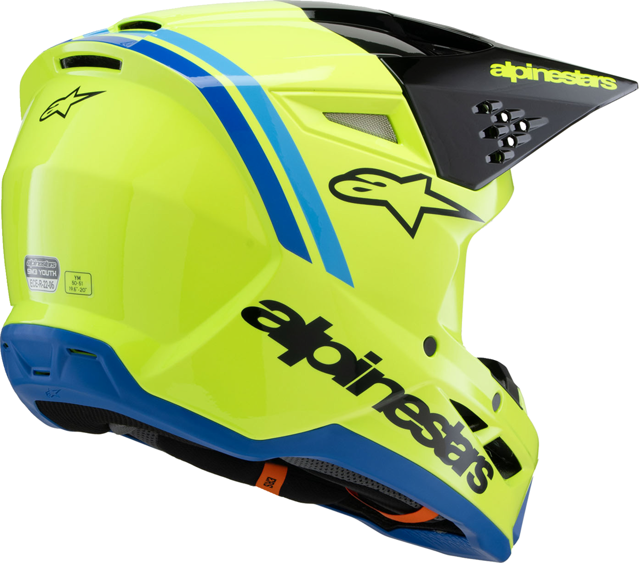 Alpinestars - Youth SM3 Helmet - Radium - Gloss Yellow Fluo/Black/Blue