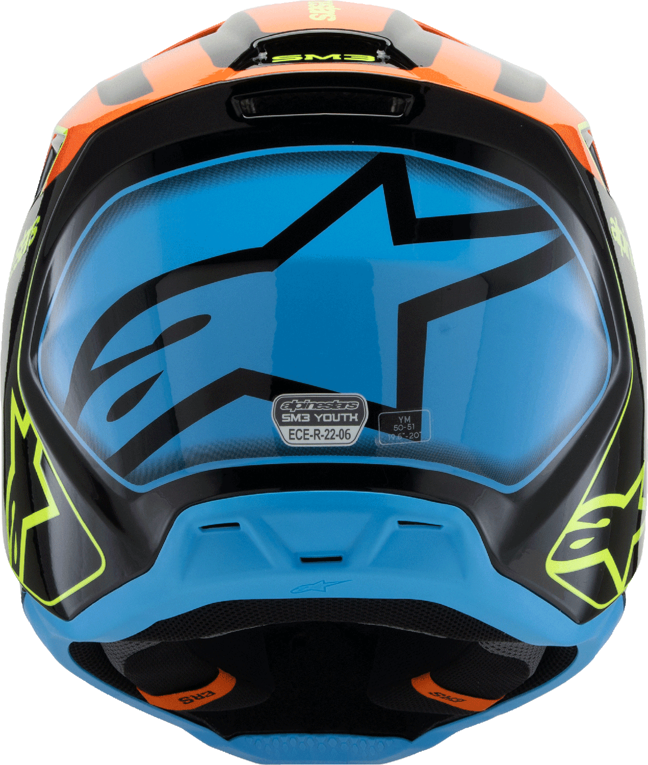 Alpinestars - Youth SM3 Helmet - Fray - Gloss Black/Orange/Yellow Fluo