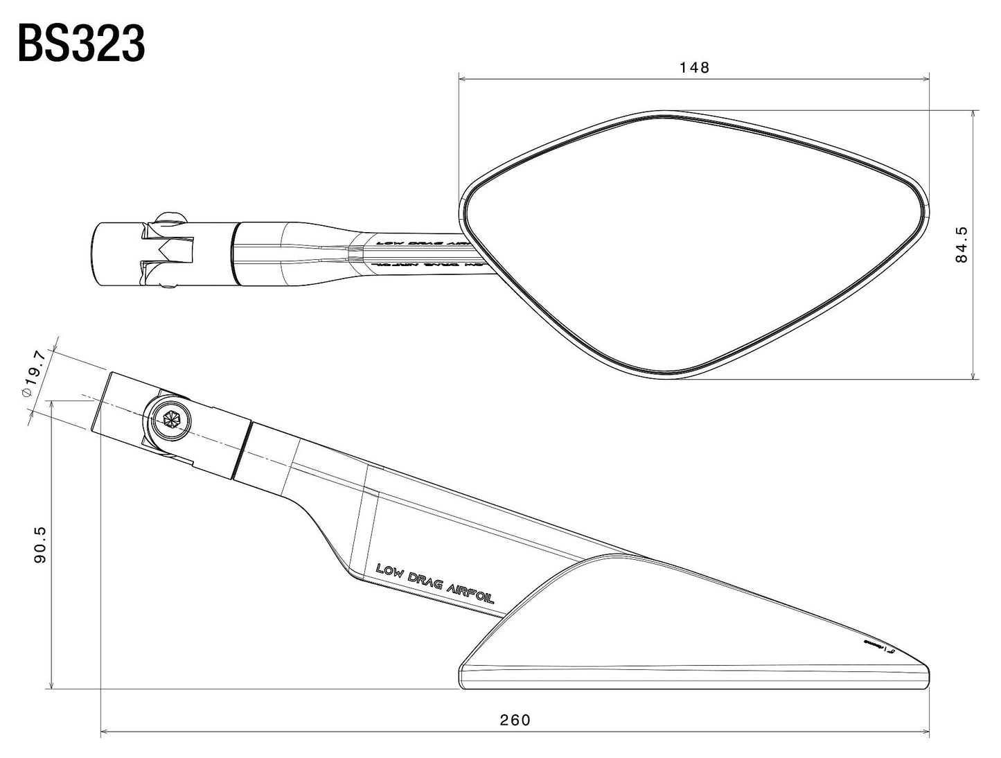 BS323 - RIZOMA - NAMIC SPORT Fairing Mount Mirror - RIGHT
