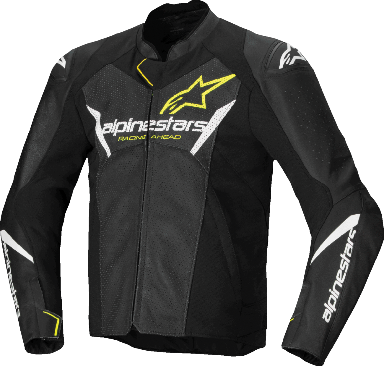Alpinestars - Faster v3 Airflow Leather Jacket - Black/White/Yellow Fluo