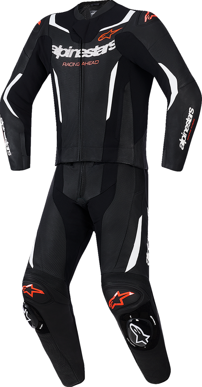 Alpinestars - GP Force v2 2-Piece Leather Suit - Black/White/Red Fluo