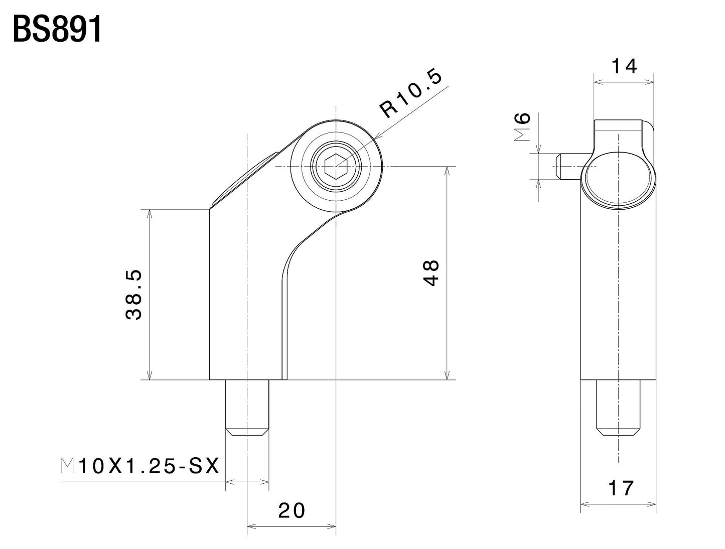 BS891B - RIZOMA - SIDE MOUNT Mounting Kit - 58.5mm