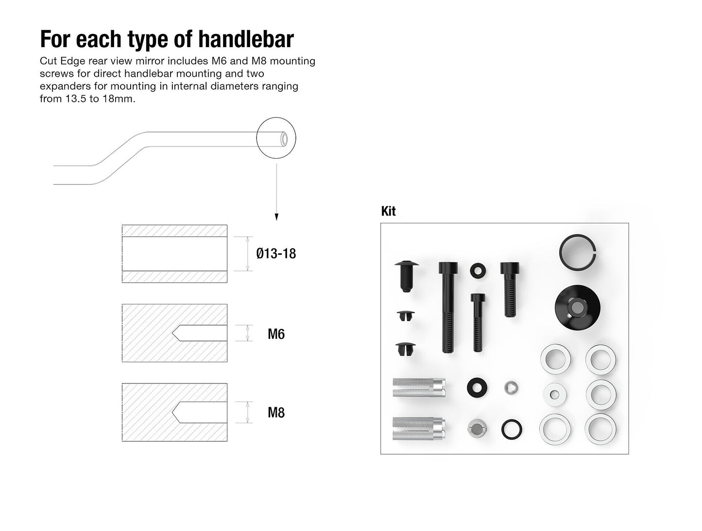 BS296 - RIZOMA - CUT-EDGE End Mount Mirror - LEFT