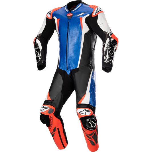 Alpinestars - Racing Absolute v2 1-Piece Leather Suit - Metallic Blue/Black/White/Red Fluo