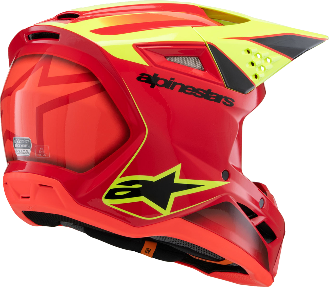 Alpinestars - Youth SM3 Helmet - Fray - Gloss Red/Yellow Fluo/Black