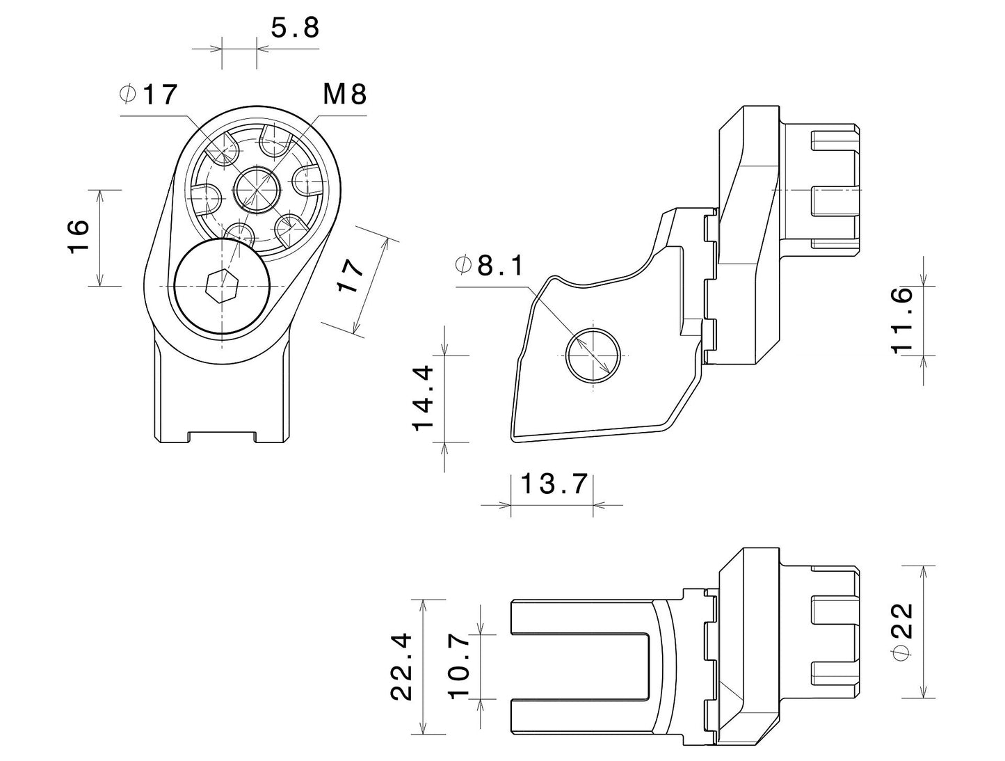 PE726 - RIZOMA - Rider Peg Eccentric Mounting Kit - 22mm