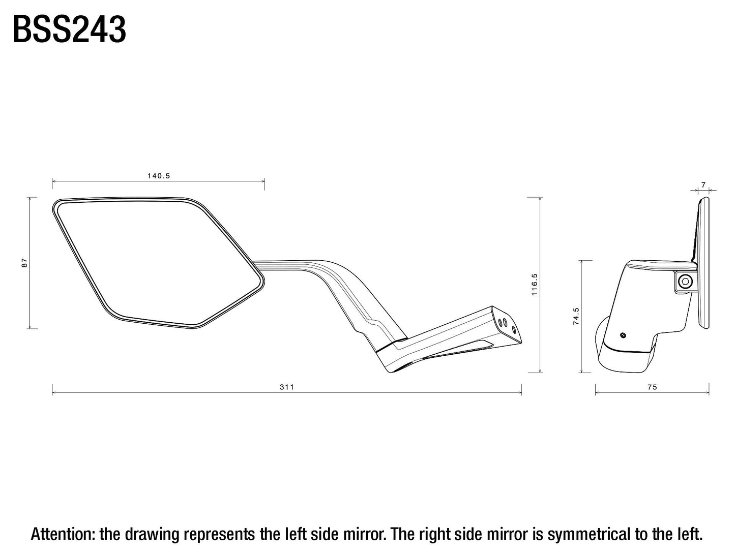 BSS243 - RIZOMA - STEALTH MAX mirrors for Supersport (pair)