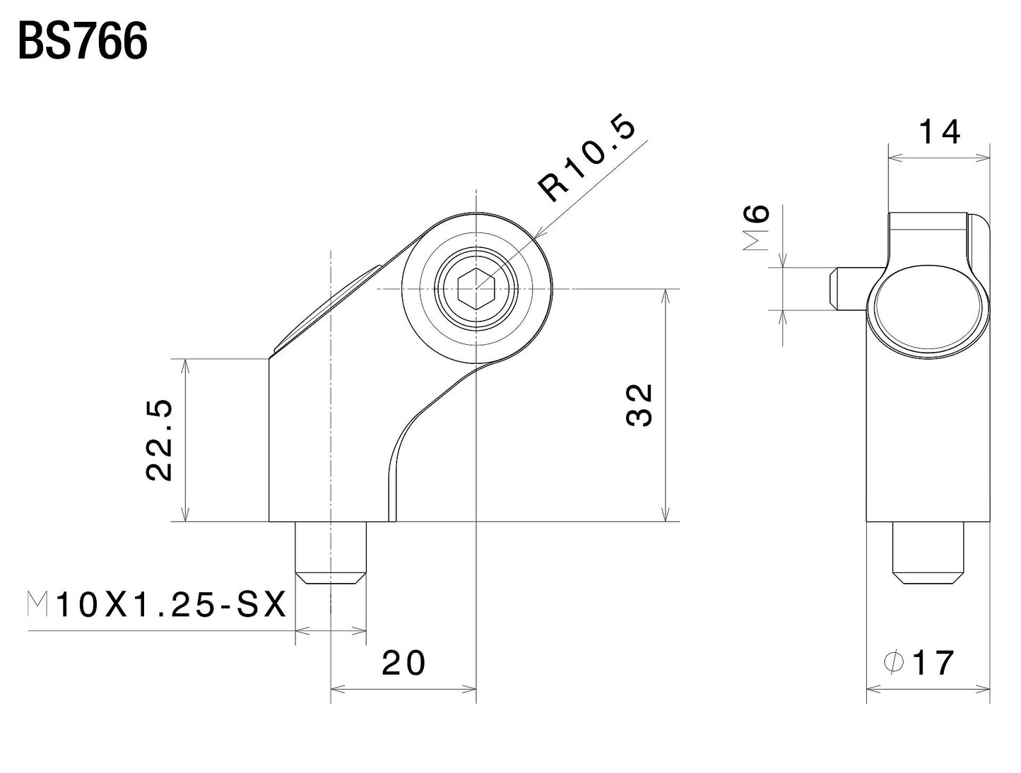 BS766B - RIZOMA - SIDE MOUNT Mounting Kit - 42.5mm