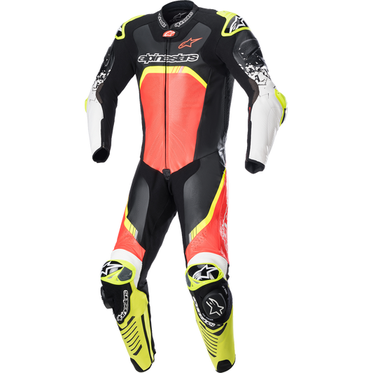 Alpinestars - GP Tech v4 Leather Suit - Black/Red/Yellow Fluorescent